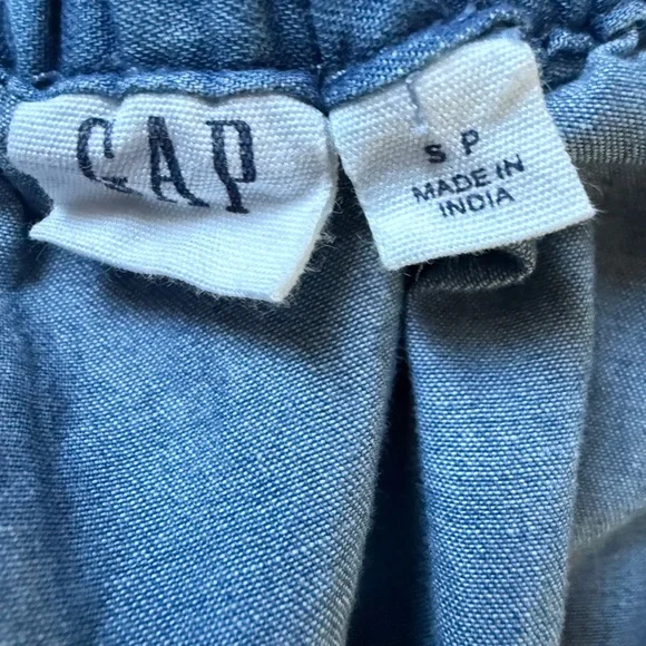 GAP Blue V-Neck lightweight denim Midi dress, elastic waist/neck, size Small - Picture 7 of 9